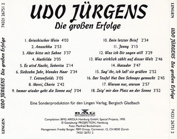 CD Udo Jürgens Die großen Erfolge in Wiesbaden