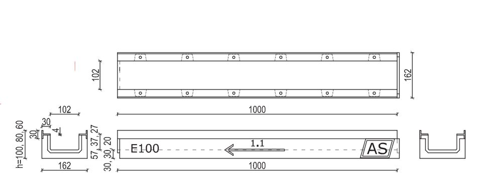1m. set Beton Entwässerungsrinne RedLine AS-A100 B125 16x10 cm in Görlitz