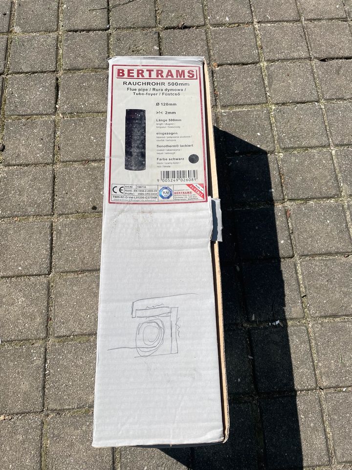 Bertrams rauchrohr Ofenrohr 500mm 120mm 2mm schwarz in Deining