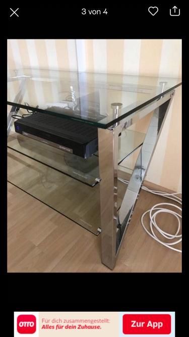 TV Sideboard aus Glas mit Edelstahl in Breuberg