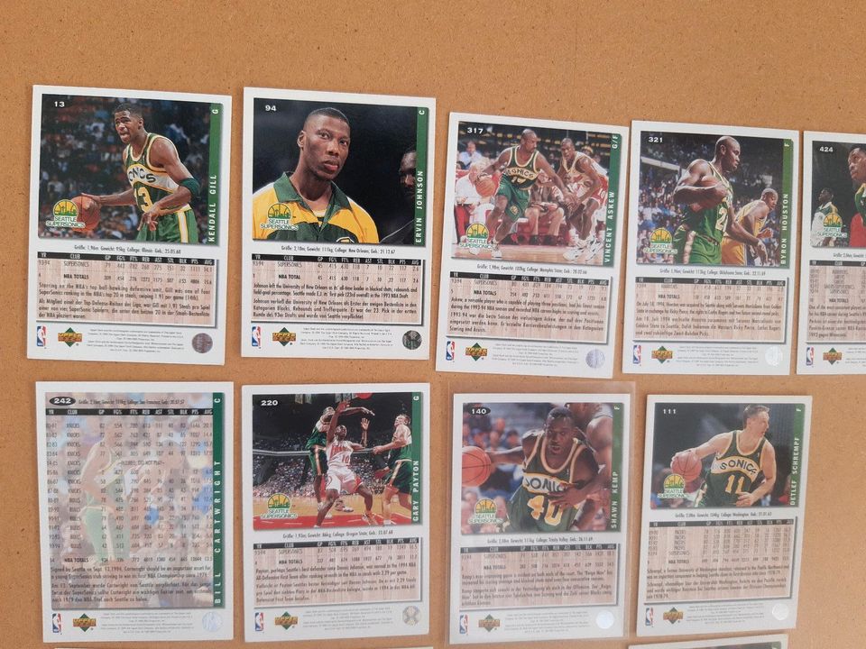 13 NBA Trading Cards upper-deck 94-95 Seattle Supersonics in Freiburg im Breisgau