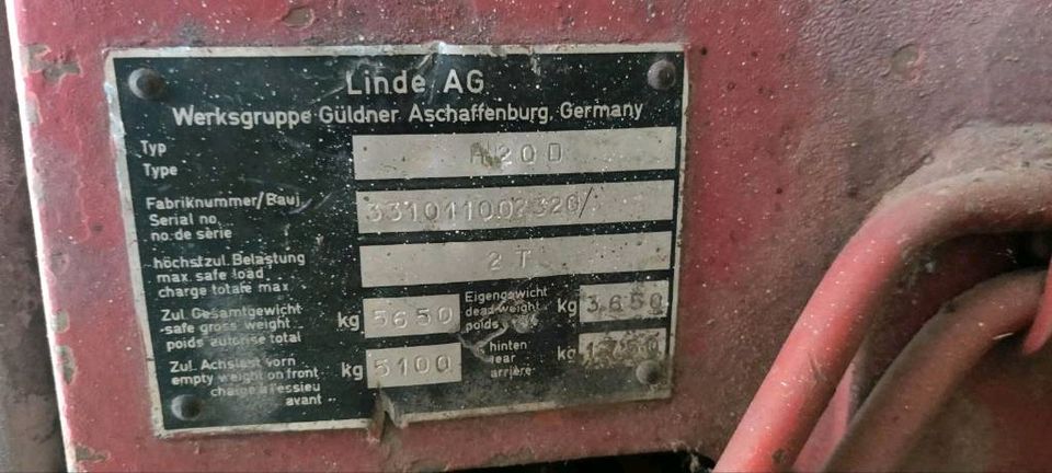 Linde H20D Stapler 2T defekt + Betriebsanleitung in Laupheim