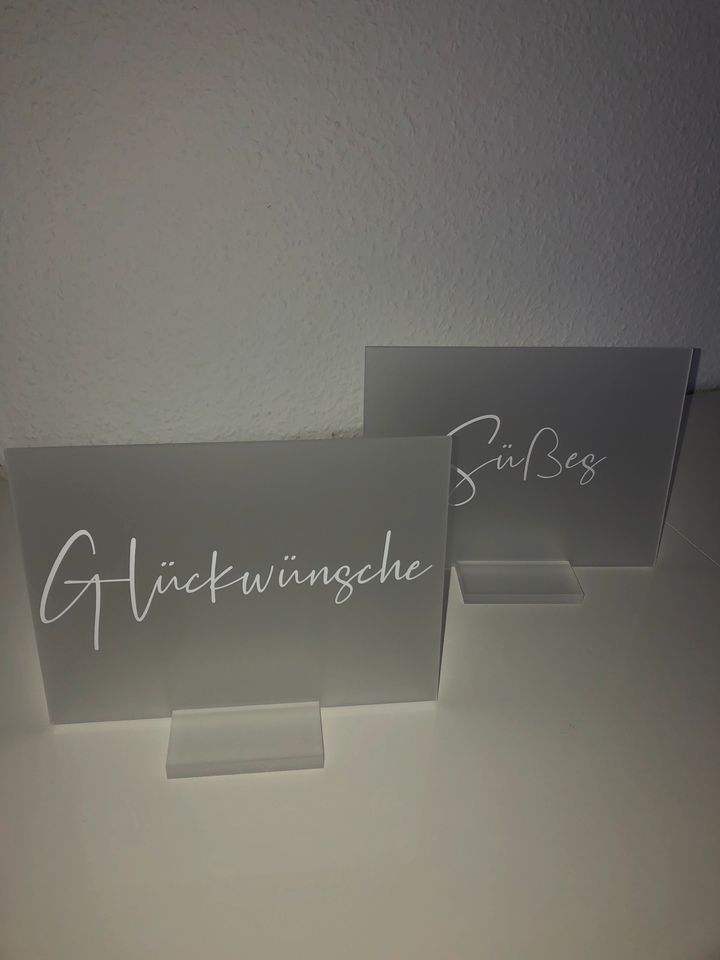 Acryl Aufsteller + Halter Milchglas Glückwünsche, Süßes, Hochzeit in Lüdenscheid