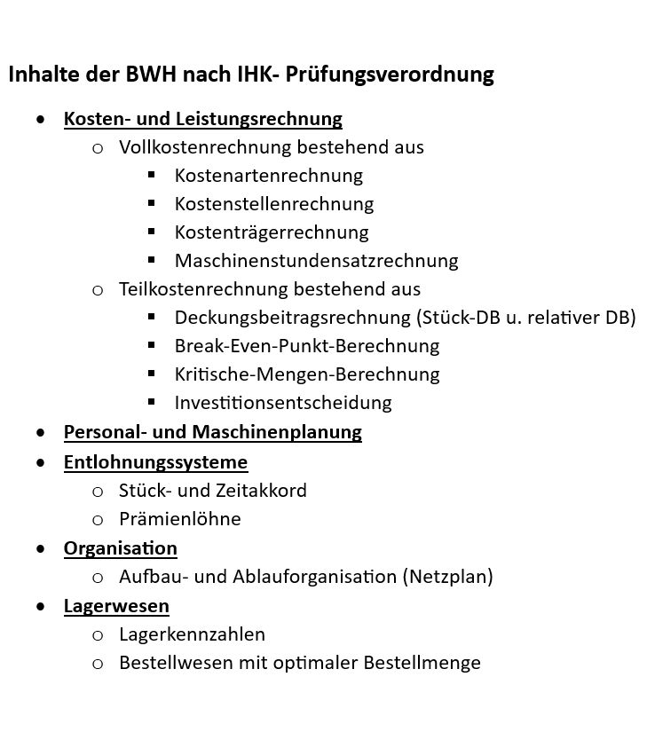 ONLINE Nachhilfe in BWH Betriebswirtschaftliches Handeln Meister in Berlin