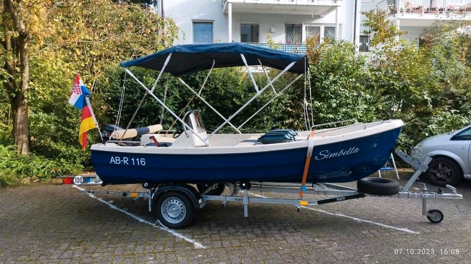 Komplettset Motor 15PS inkl. Trailer Konsolenboot-Motorboot 4,30m in Goldbach