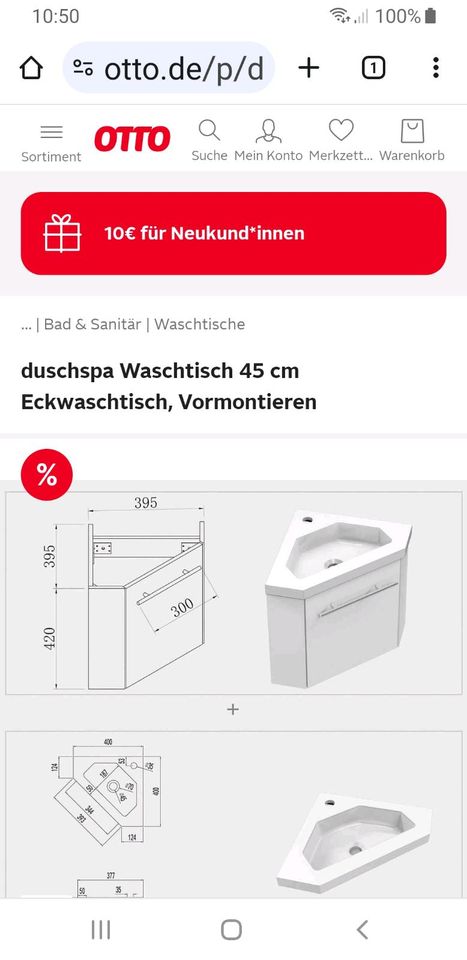 Eckwaschbecken  mit Schrank.   ❗ NEU❗ in Leer (Ostfriesland)