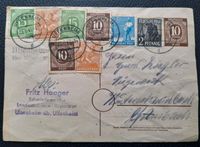 Alte Postkarte von 1948 mit 9 Briefmarken Bayern - Leutershausen Vorschau