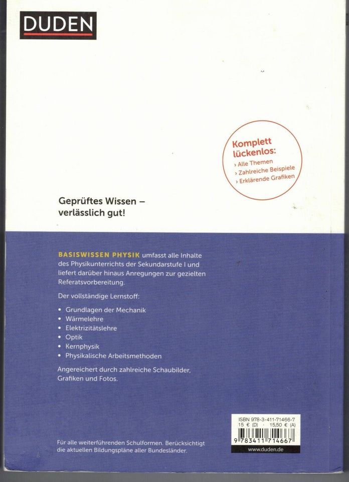 DUDEN Grundwissen Physik 5.-10. Klasse ISBN 9783411714667 in Frankfurt am Main