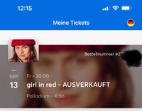 1x Ticket für Girl in red Freitag 13. September Köln Nordrhein-Westfalen - Marl Vorschau