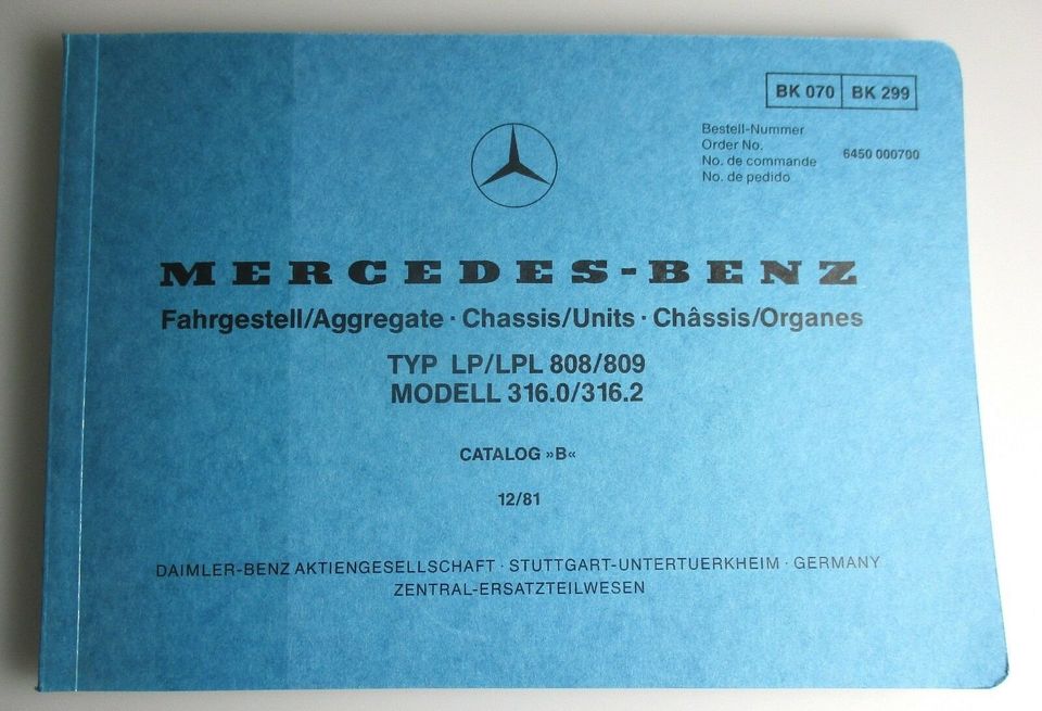 Original Mercedes - Benz Ersatzteilband LP/LPL 808/809 in Alfeld (Leine)