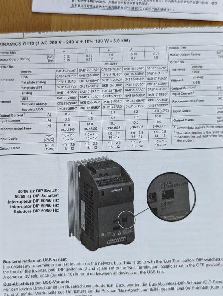 Siemens Frequenzumrichter 6SL3211-0AB12-5BA1 Sinamics G110 in Kirchheim Ufr