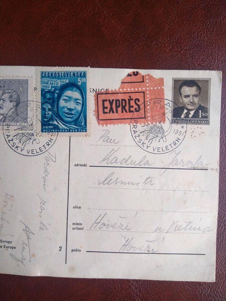 !! TSCHECHOSLOWAKEI 1951 Express Postkarte in Berlin