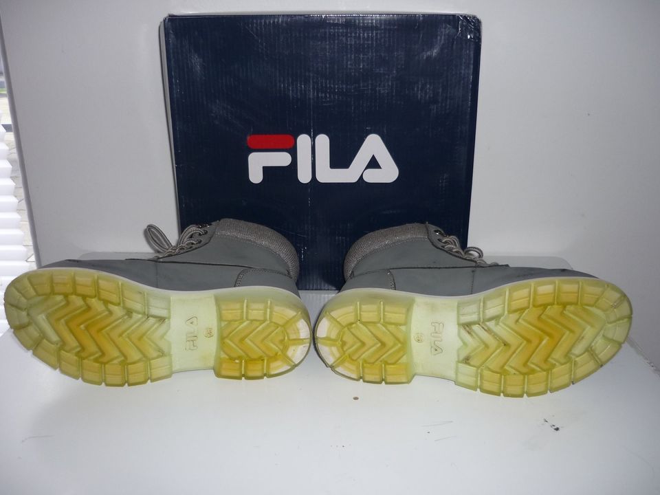 ❤️FILA❤️ MÄDCHEN HALB STIEFEL KUNSTLEDER SCHNÜR BOOTS 36 GRAU in Kamp-Lintfort