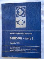 Betriebsanleitung  Simson - Mofa 1  ,  1971  Original ! Sachsen - Görlitz Vorschau