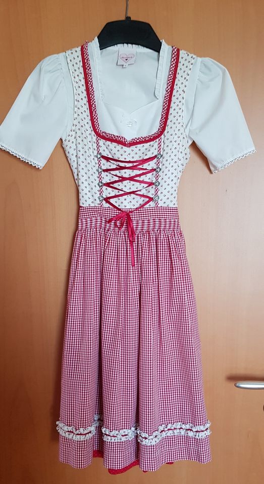 Dirndl mit Bluse Rot Weiß, Trachtendirndl, Tracht, Größe 152 in Freudenberg (Oberpfalz)