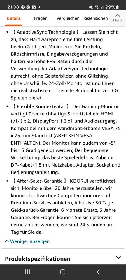Koorui Gaming Monitor in Geisenfeld