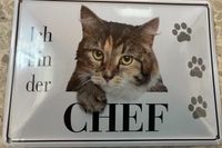 Kultschilder Blechschild Postkarte Katze Chef NEU Rheinland-Pfalz - Gau-Algesheim Vorschau