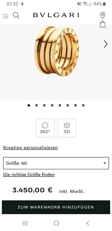 Neu !!! Bvlgari B.zero1 Ring 750 Gelbgold Gr.64 Bulgari in Hückelhoven