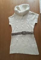 Langer Rollkragen Pullover m Gürtel Gr 42 weiß Hessen - Taunusstein Vorschau