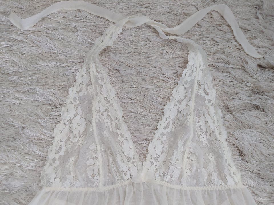 NEU Neglegee Unterwäsche Pyjama creme Spitze L 40 in Haan