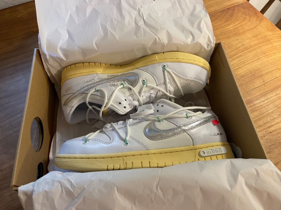 NIKE DUNK LOW X OFF-WHITE LOT 1 / 50 GR. 43 / 9,5 NEU in Freiburg im Breisgau