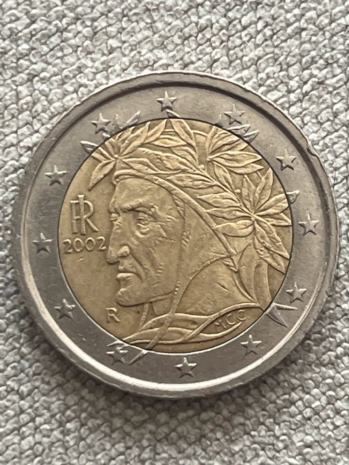 2 Euro Münze ltalien 2002 Dante Alighieri. in Alsdorf