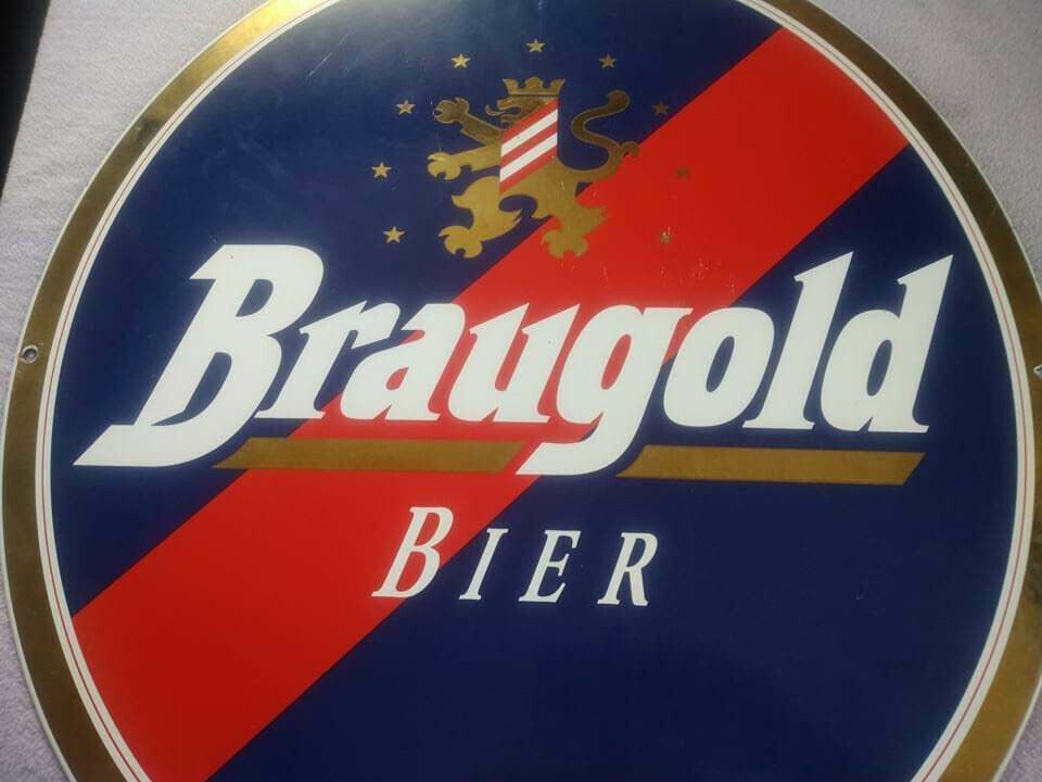 Braugold Bier Emailschild 60x66 cm in Meißner