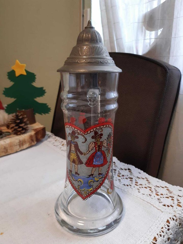 Bierkrug  Bierglas mit Deckel / Zinndeckel in Hochdorf