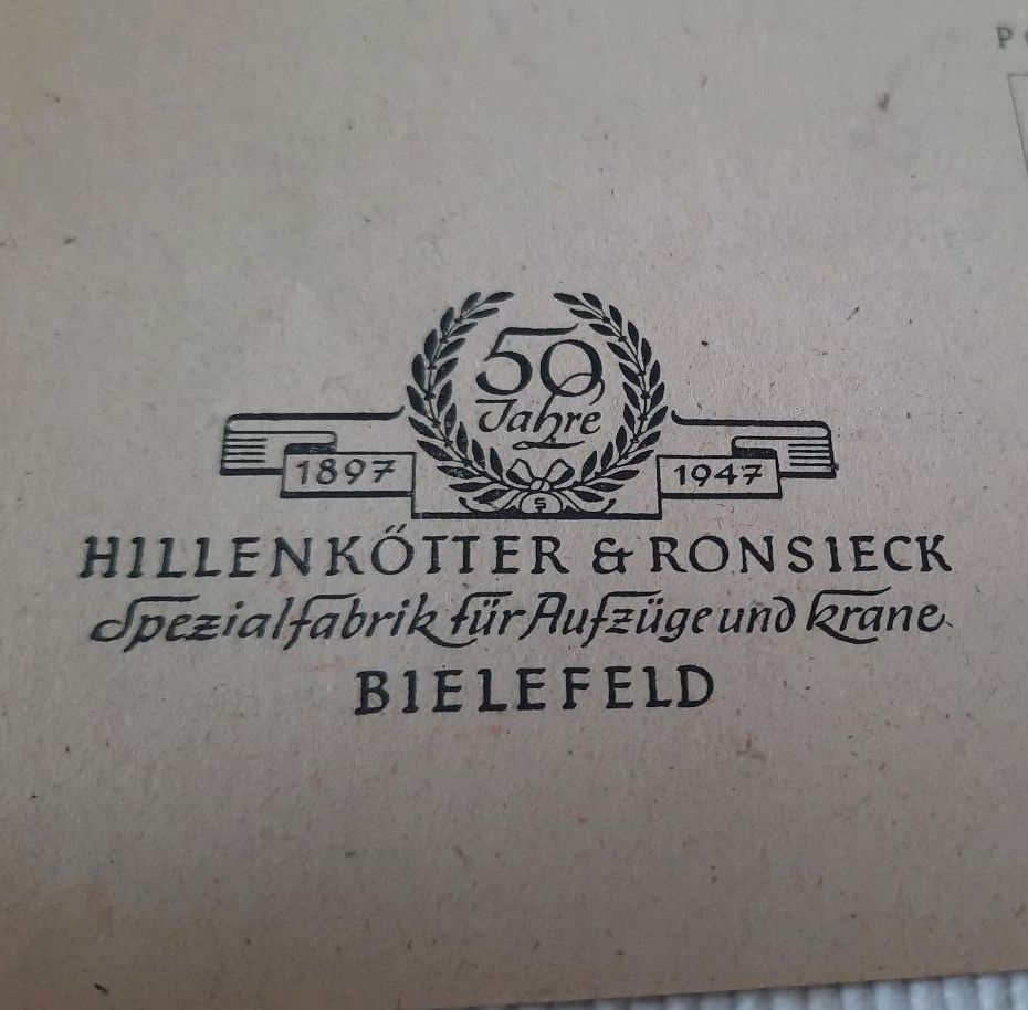 Alte Bestellkarte Hillenkötter & Ronsieck in Alfeld (Leine)