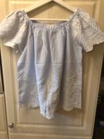 ❤️❤️ Sommer Bluse mit Stickerei Gr.XL gestreift weiß/hellblau Bayern - Wiesent Vorschau