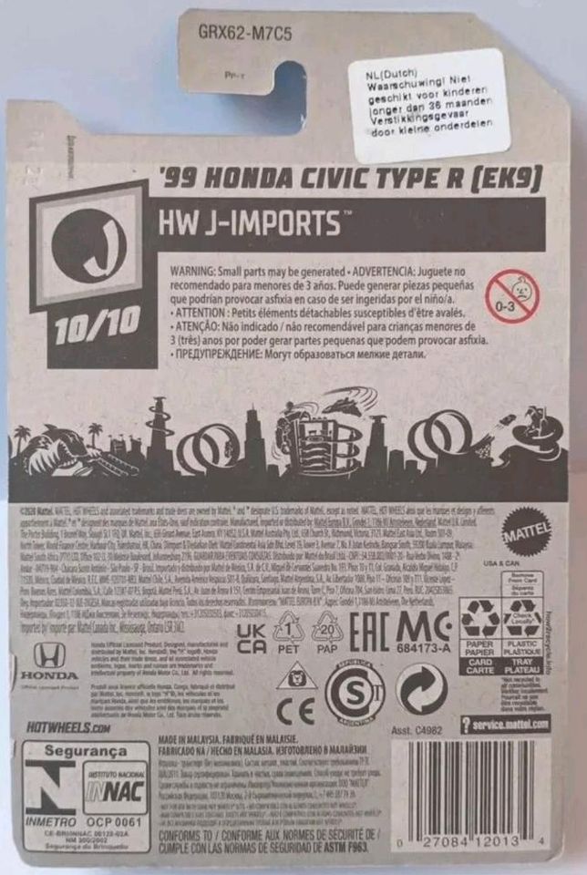Hot Wheels 1:64 #214 Honda Civic Type R [EK9] weiß "J-Imports" in Berlin