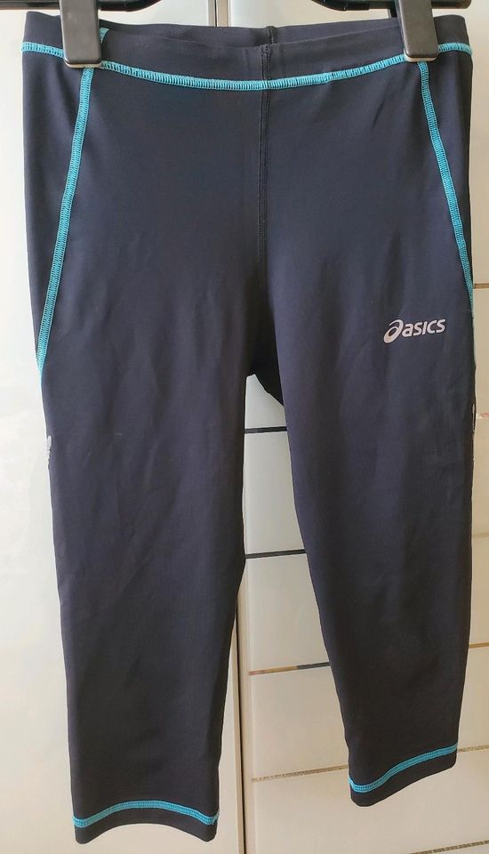 Asics Laufhose Sporthose Capri Gr.S schwarz türkis in Beeskow