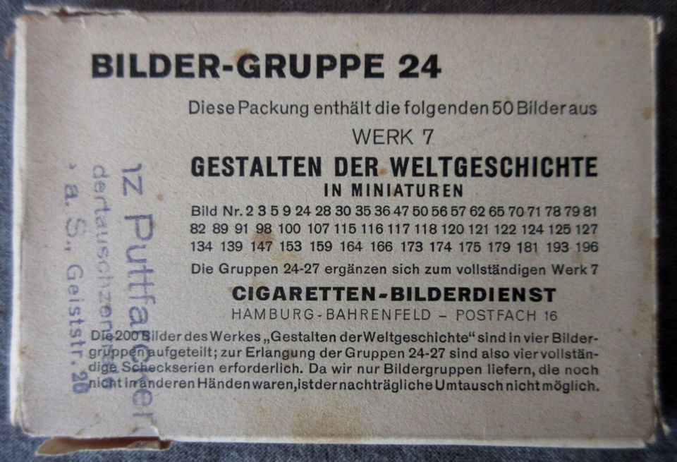 4 Serien Zigarettenbilder Gestalten der Weltgeschichte um 1936 in Backnang