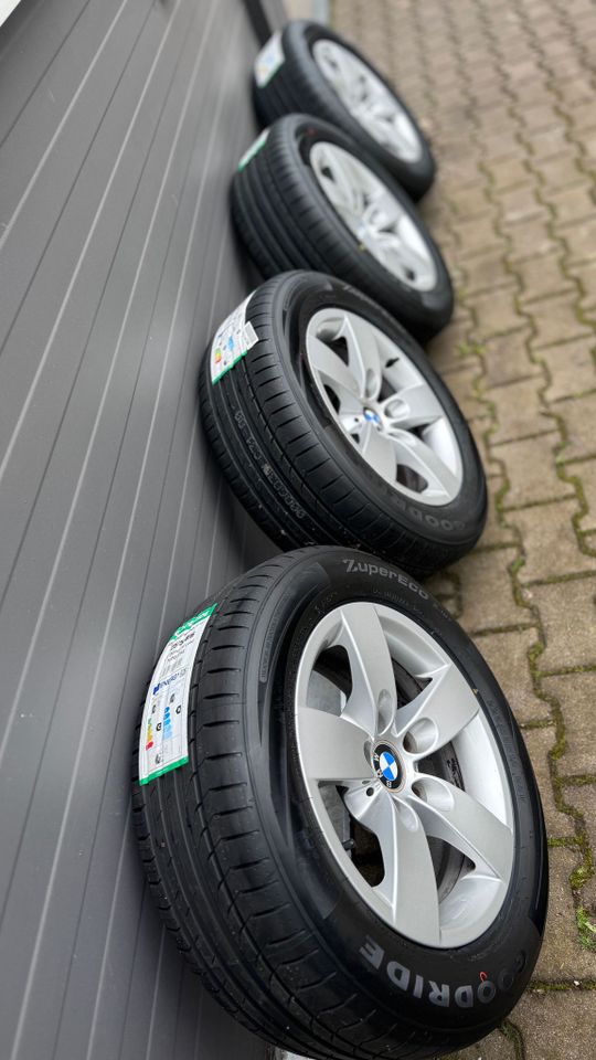 4 Neu Sommer Reifen 225/55/R16 mit Original BMW Felgen E60 E61 in Walldorf