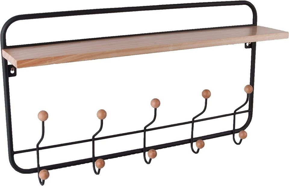 PT Coat Rack Garderobe Regal, Eisen, Kiefer Schwarz, Einheitsgröß in Körle