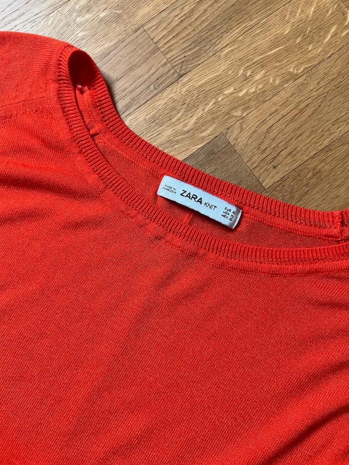 ZARA Knit dünner Feinstrick Pullover rot Sommer Longsleeve XL in Bad Homburg