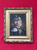 Ölgemälde Fürst Otto von Bismarck mit Pickelhaube Ölbild 23x28 cm Bayern - Langenbach Vorschau