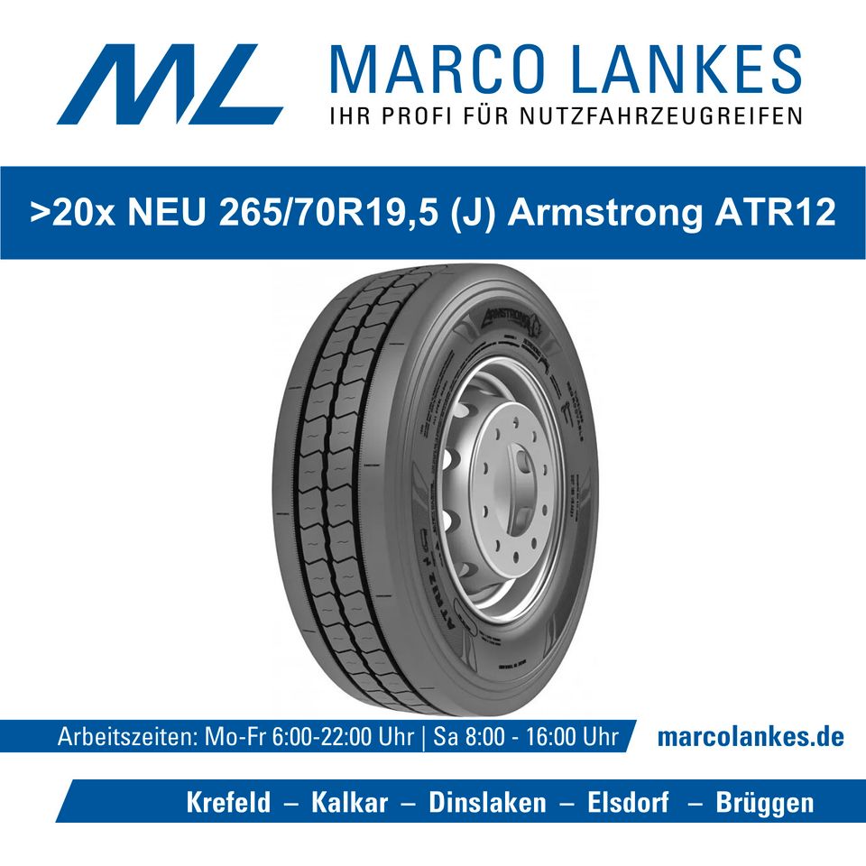 >20 NEUREIFEN 265/70R19,5 143/141J Armstrong ATR12 in Krefeld