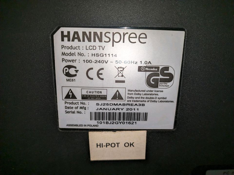 Fernseher Monitor TV 25" Hannspree HSG1114 in Stuttgart