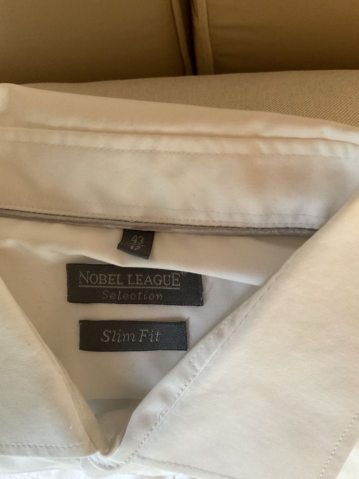 Nobel League weißes bügelleichtes Hemd slim fit Gr.43/17 in Jüchen