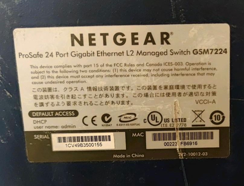 Netgear Switch GSM7224 in Sigmaringen