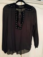 Zara Bluse Schwarz 38 M Samt Applikation Nieten Transparent Nordrhein-Westfalen - Rheda-Wiedenbrück Vorschau