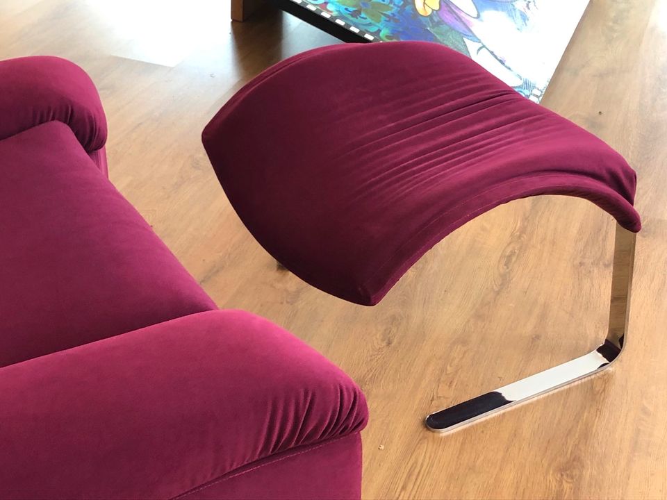 Saporiti Sessel / Lounge Chair mit Fußhocker 70er Italien top in Koblenz