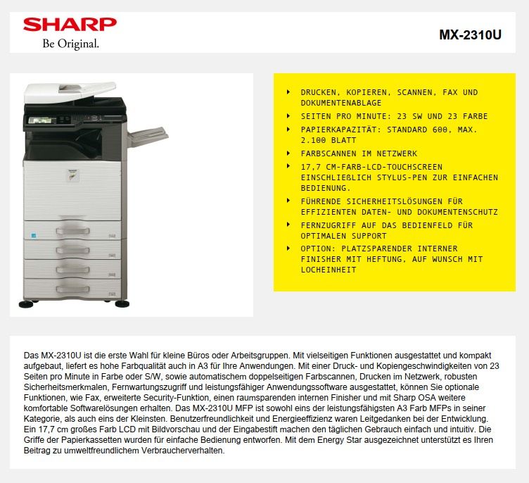 Sharp Multifunktionsgerät MX-2310U A3/A4 Farbe Drucker Scanner in Kernen im Remstal