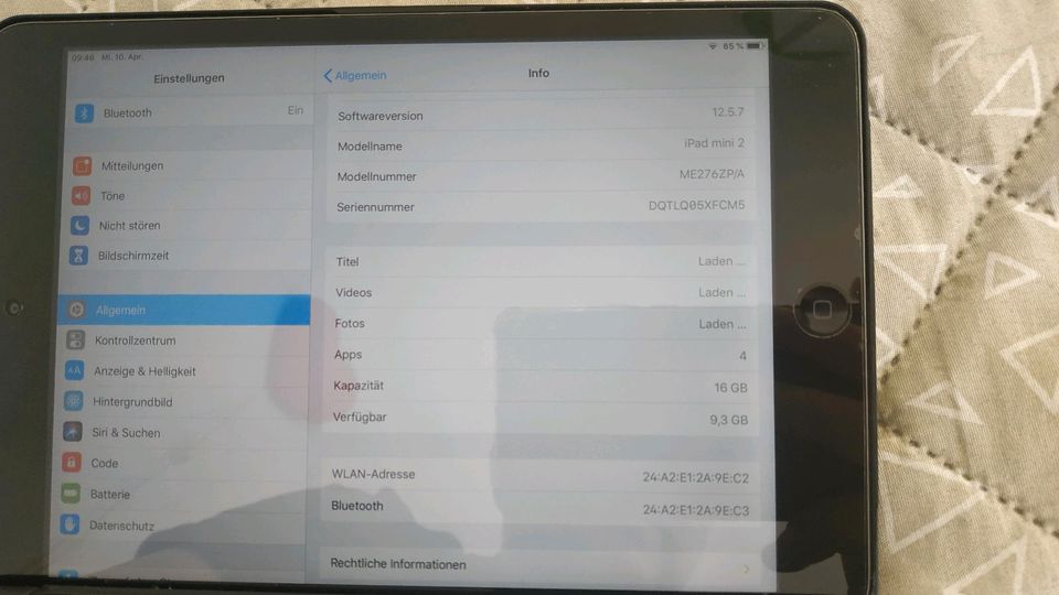 IPad mini 2 Modell A 1489 mit Schutzfolie in Köln