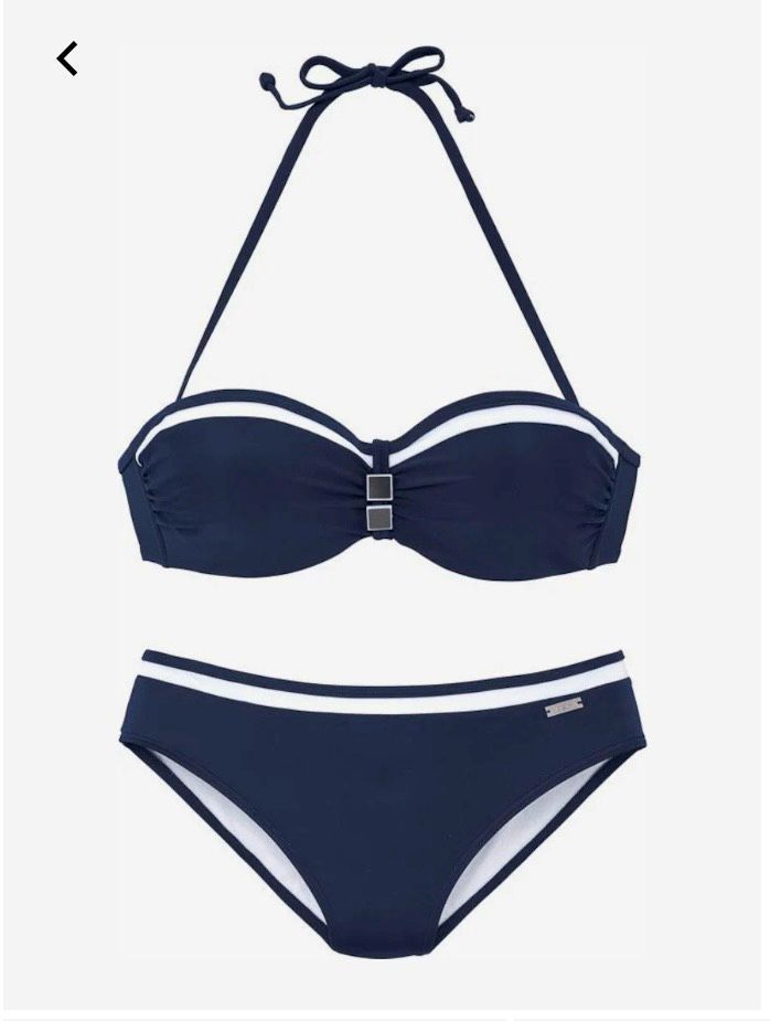 LASCANA Bandeau Bikini, Navy, neuwertig, 38C in Allersberg