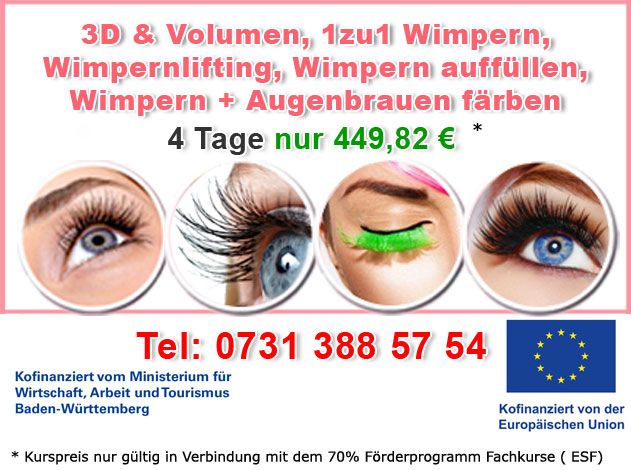 Ausbildung Wimpernverlängerung 1zu1, 3D Wimpern, günstig in Stuttgart