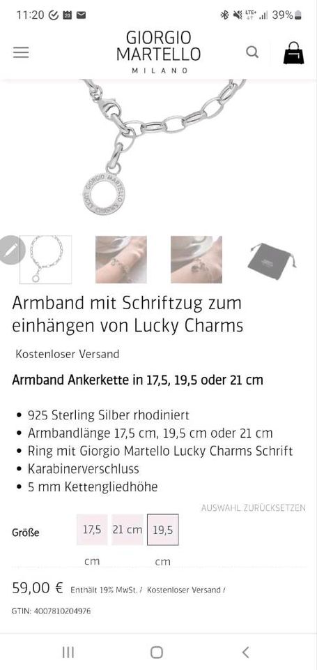 Schmuck Giorgio Martello Armband+ Anhänger Charm Schuh Silber neu in Berlin