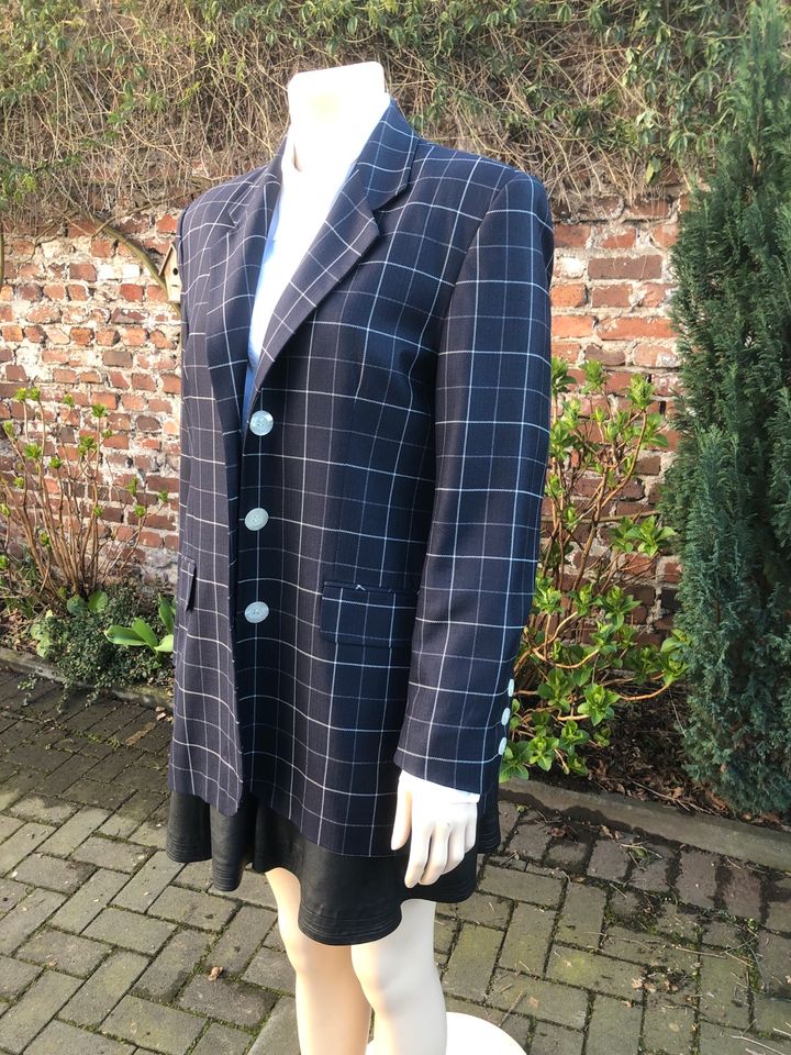 Blazer Seide Schurwolle Jacket Kariert Lang 42/XL Business Casual in Gladbeck