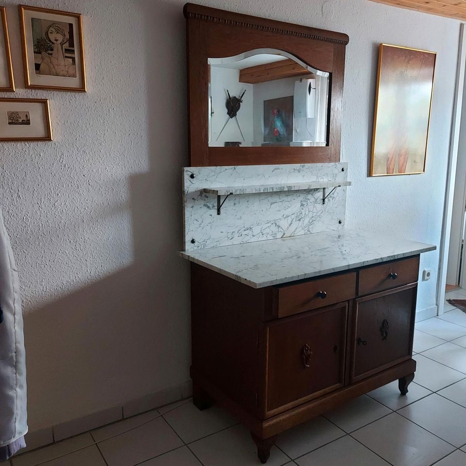 Waschkommode mit Marmor Tisch & Wandplatte, 20er, Jahre in Nauheim